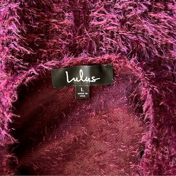NWT Lulu’s Burgubdy Fuzzy Knit Sweater Dress, Size L. - Picture 10 of 12